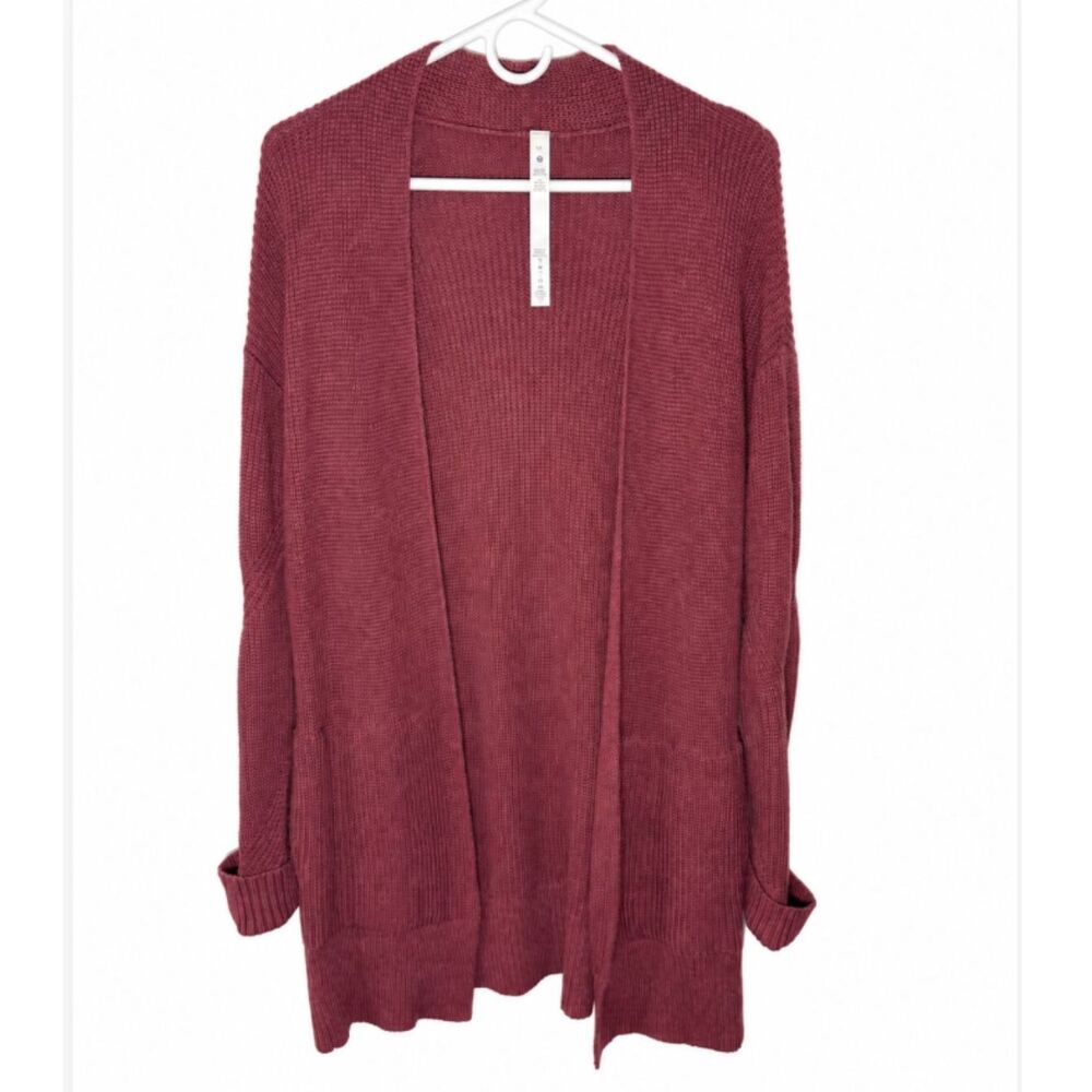 Lululemon Cashlu Sweater Wrap M/L Heathered Mulled Wine Cashmere Cardigan